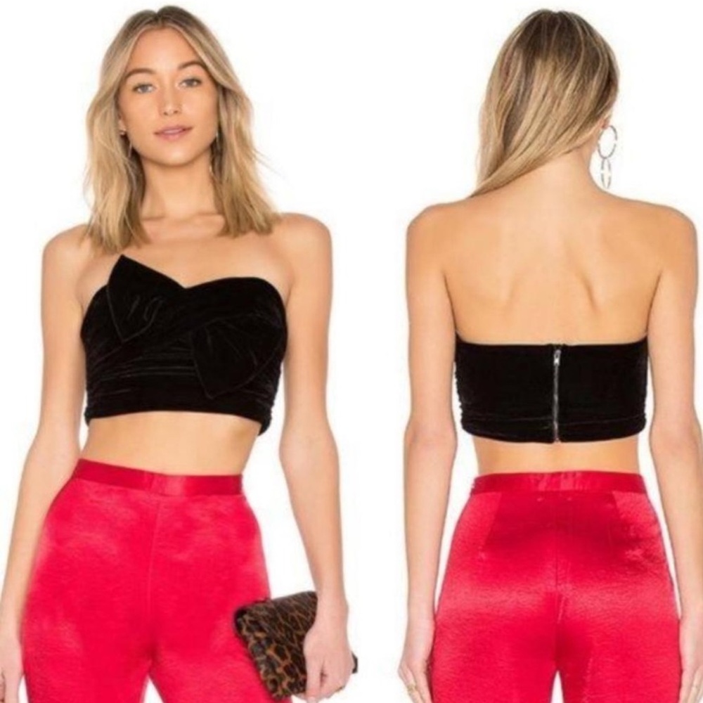 Lovers + Friends twist and turn velvet crop top